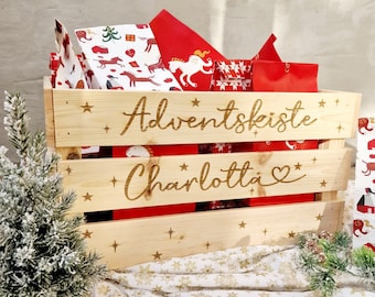 Personalisierte Adventskiste aus Holz