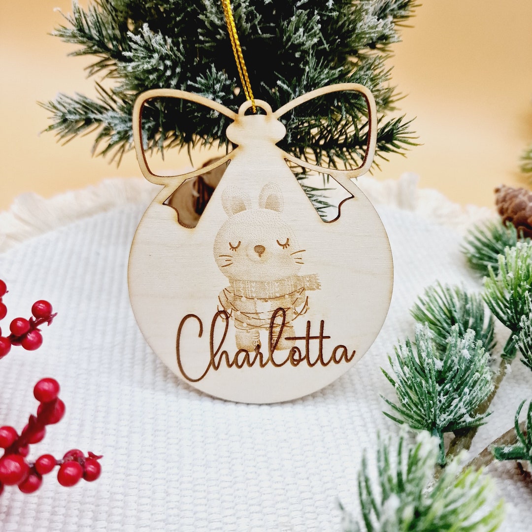 Personalisiertes Weihnachtsornament Mit Haustiernamen - Holz Pfotenabdruck