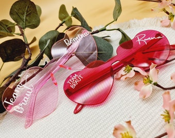 Sonnenbrille Pink | Rosa in Herzform personalisiert | für JGA | Party | Mädelsabend | Ladiesnight