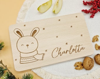 Versperbrettle mit winterlichem | weihnachtlichen Motiv | Personalisiert mit Name | Frühstücksbrettchen für Kinder