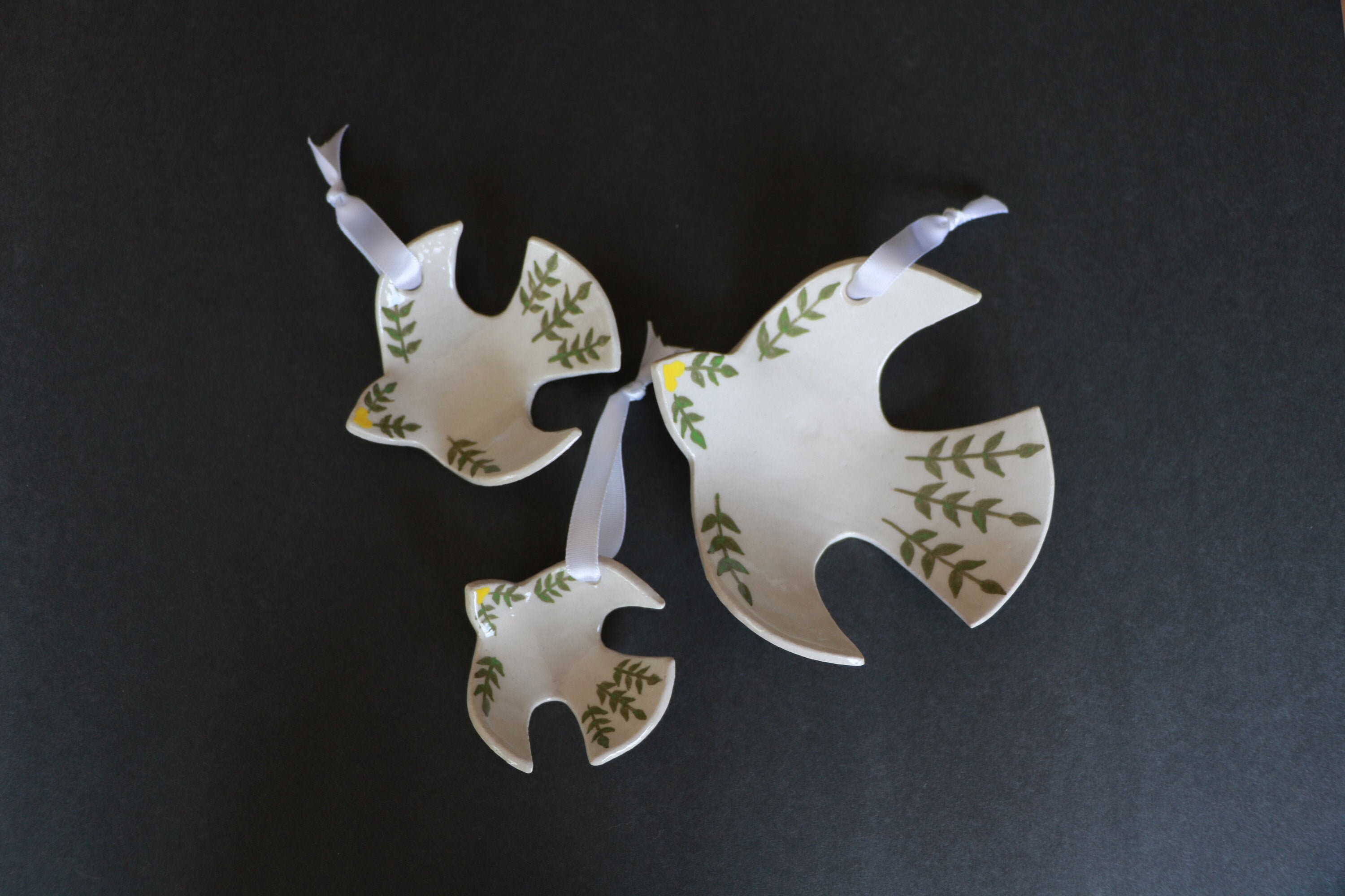Dove Ornaments Set of 3 Etsy