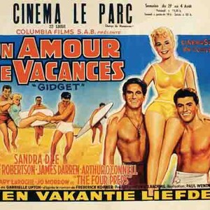Vintage 1960's Gidget cartel de la película surf escena de la playa arte digital francés impresión retro