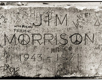 Vintage Jim Morrison The Doors grave marker photo  poster digital art print  retro