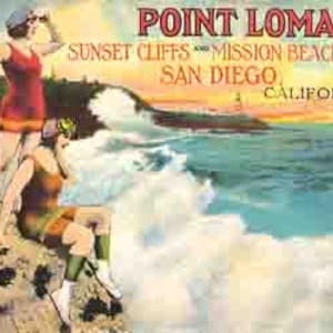 Vintage Point Loma CA California San Diego Mission Beach poster stampa artistica digitale retrò