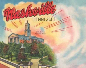 Vintage Nashville TN Tennessee  poster digital art print  retro