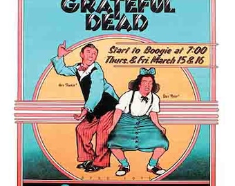 Vintage  1970's Grateful Dead concert event poster digital art print  retro