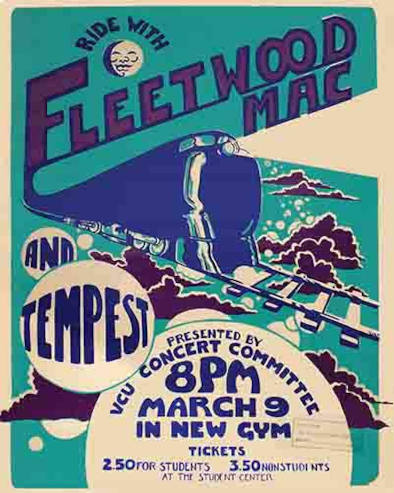 Vintage 1969 Fleetwood Mac Concert Poster Digital Art Print Retro Etsy
