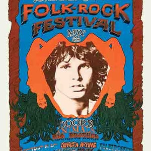 Vintage 1968 Jim Morrison The Doors Concert cartel publicitario arte digital impreso retro