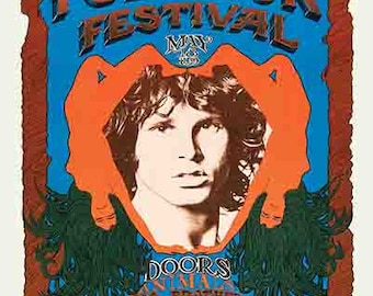 Vintage 1968 Jim Morrison The Doors Concert advertising poster digital art print  retro