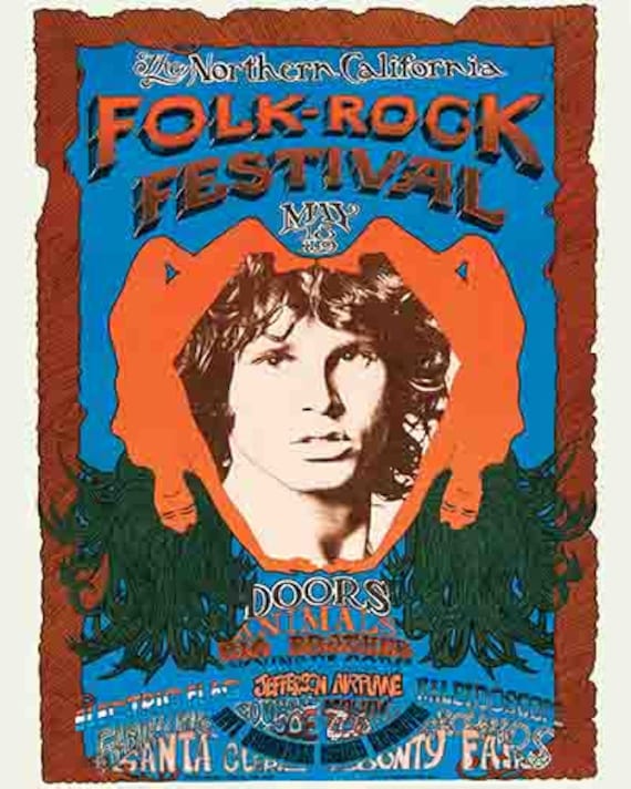 Vintage 1968 Jim Morrison the Doors Concert Advertising Poster