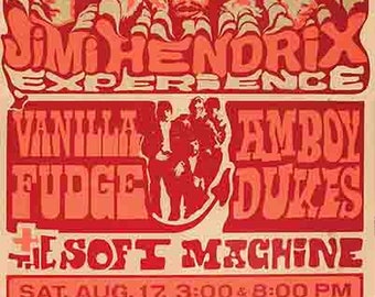 Vintage  Jimi Hendrix 1967 Atlanta GA concert poster digital art print  retro