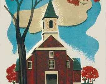 Vintage Antique Philadelphia PA Church advertising travel 16x20   poster digital art print  retro