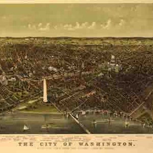 vintage 1892 Washington DC carte voyage affiche art numérique impression rétro