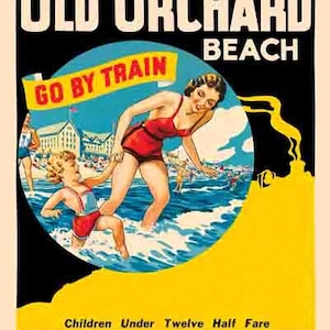 vintage Old Orchard Beach Maine ME affiche de voyage art numérique impression rétro