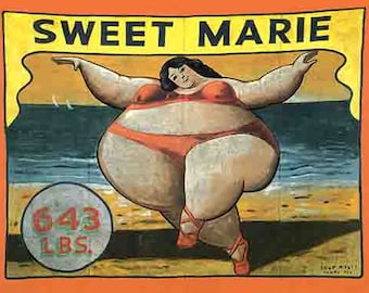Vintage Freakshow banner  ' Sweet Marie '  5' wide   heavyweight scrim vinyl with metal grommets  Circus Sideshow Carnival