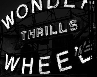 Vintage 1915 Coney Island NY B&W amusement park roller coaster  photo poster digital art print  retro