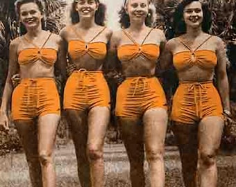 Florida Bathing Beauties Beach pin-up girls  postcard  poster art print  retro