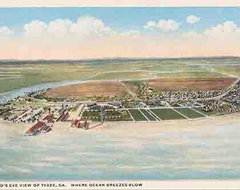 Vintage Tybee Island GA postcard poster art print  retro Savannah Beach Georgia