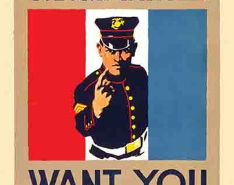 米軍放出品　MARINES CORPS ポスター US Marine Corps Recruiting Poster - WW2 American Propaganda