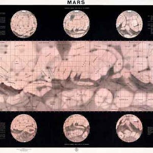 Carte ancienne vintage de la surface de MARS, affiche publicitaire 16 x 20, impression d'art numérique rétro