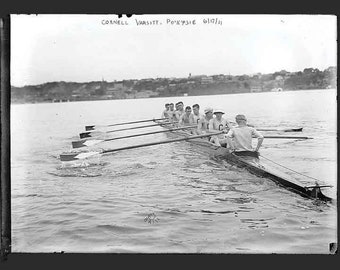 Vintage 1911 Cornell University rowing team photo poster digital art print  retro