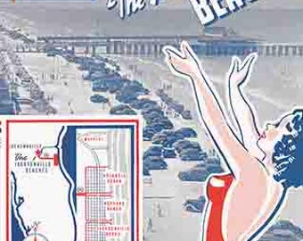 Jacksonville Beach Amelia Island Fernandina Ponte Vedra  postcard  poster art print  retro