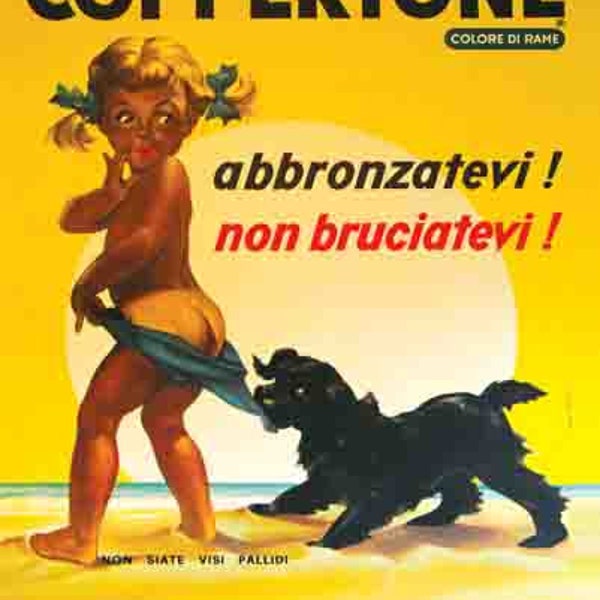 vintage Coppertone plage suntan huile affiche publicitaire art numérique impression rétro