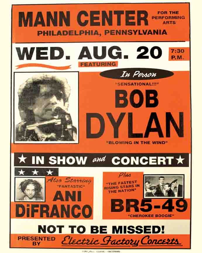 Vintage Bob Dylan Philadelphia PA Music Concert Event Poster