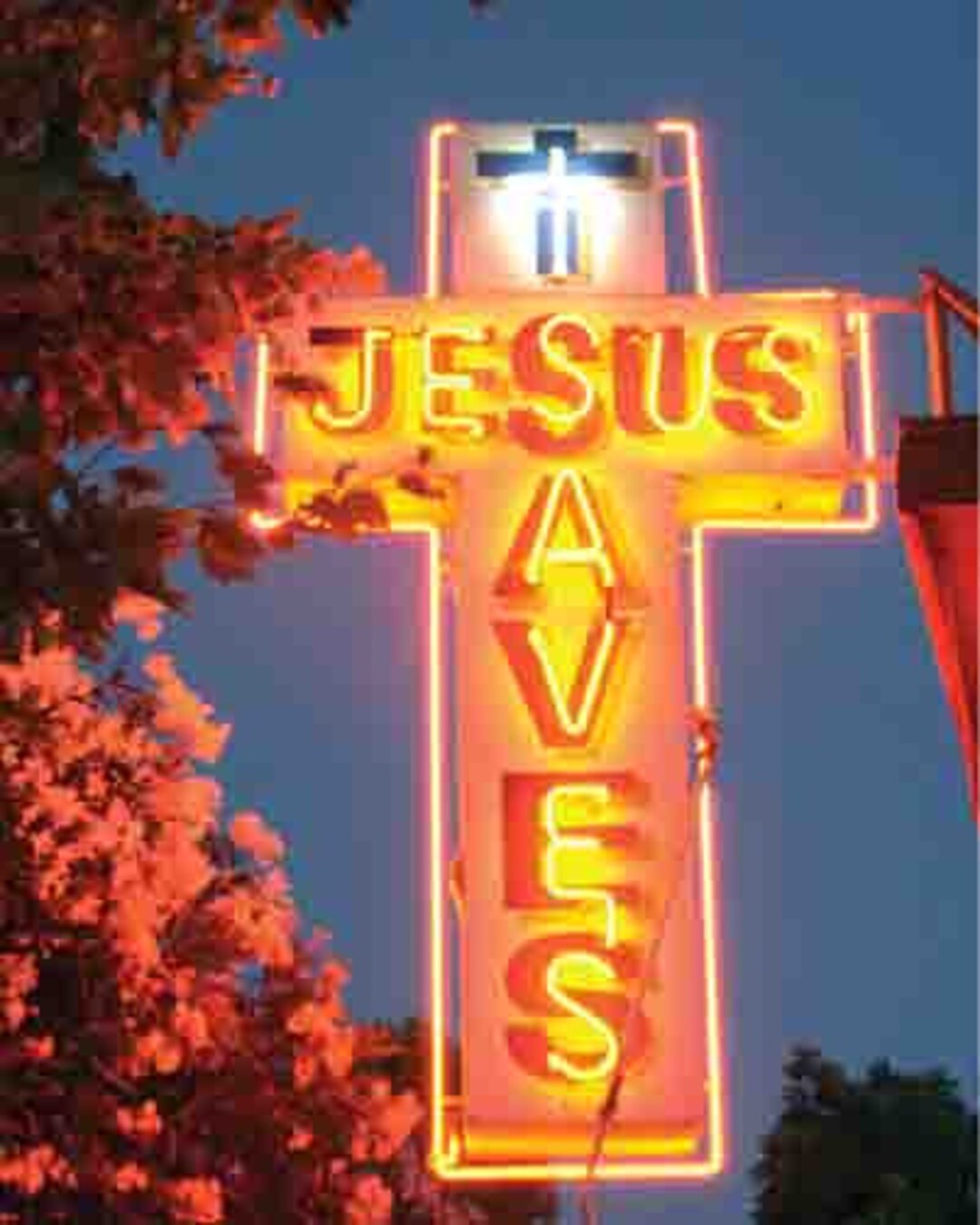 Vintage JESUS SAVES Neon Sign Photo Poster Digital Art Print Retro