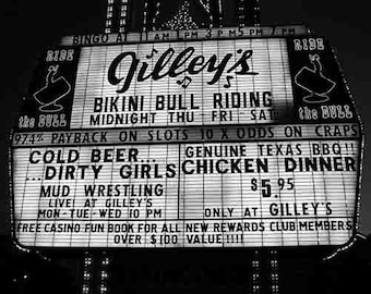 Vintage Gilleys  Gilley's Night Club Pasadena TX Texas Las Vegas NV  country music poster  digital art print  retro