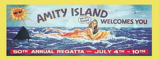 Vintage Jaws Vandalized Amity Island Banner 42