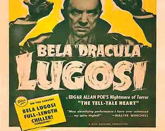 Vintage 1947 Lugosi Dracula movie event poster digital art print  retro