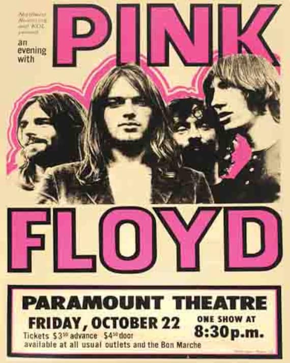 Vintage Pink Floyd 1970's Paramount Theater Concert Poster Digital