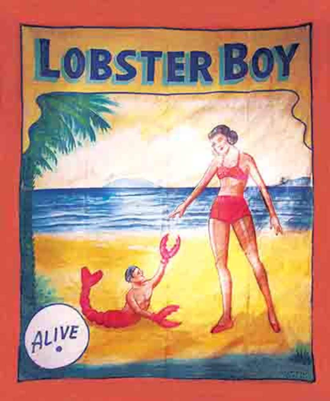 Vintage Freakshow Banner ' Lobster Boy ' 4' Wide Heavyweight Scrim