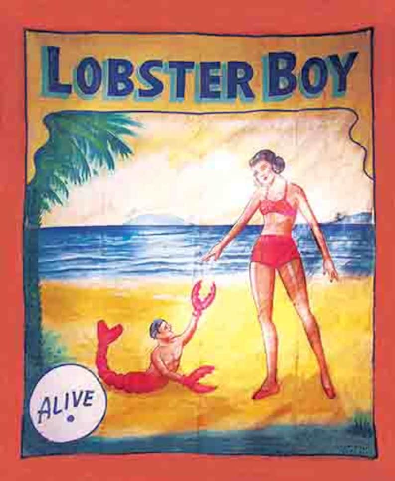 Vintage Freakshow Banner ' Lobster Boy ' 4' Wide Heavyweight Scrim