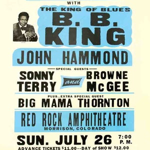Vintage BB King Red Rocks Ampitheater Denver Colorado  concert event poster digital art print  retro