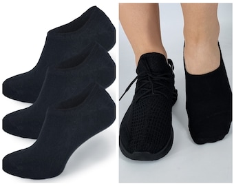 MULTIPACK! BLACK cotton sneaker socks with silicone grip, choose from 5 colors in sizes 39-46