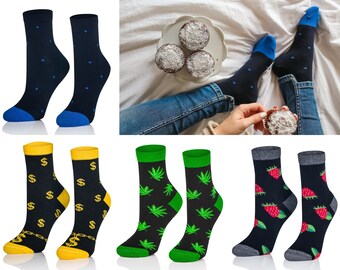 Bunte Damen Knöchelhohe Socken mit Verschiedenen Mustern - Größen 35-37 und 38-40