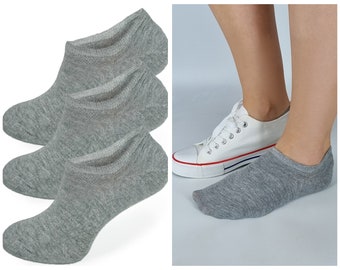 MULTIPACK! GRAY cotton sneaker socks with silicone grip, choose from 5 colors in sizes 39-46