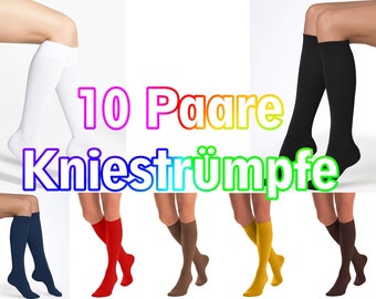 10 Paare Damen Microfaser Kniestrümpfe 60 den 8 Farben