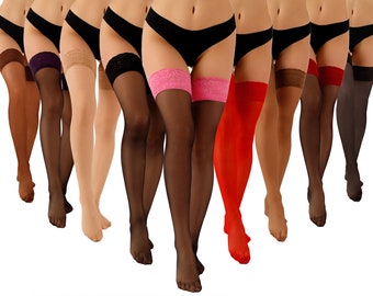 Beautiful hold-up women's stockings 20 denier with lace ends S - 4XL