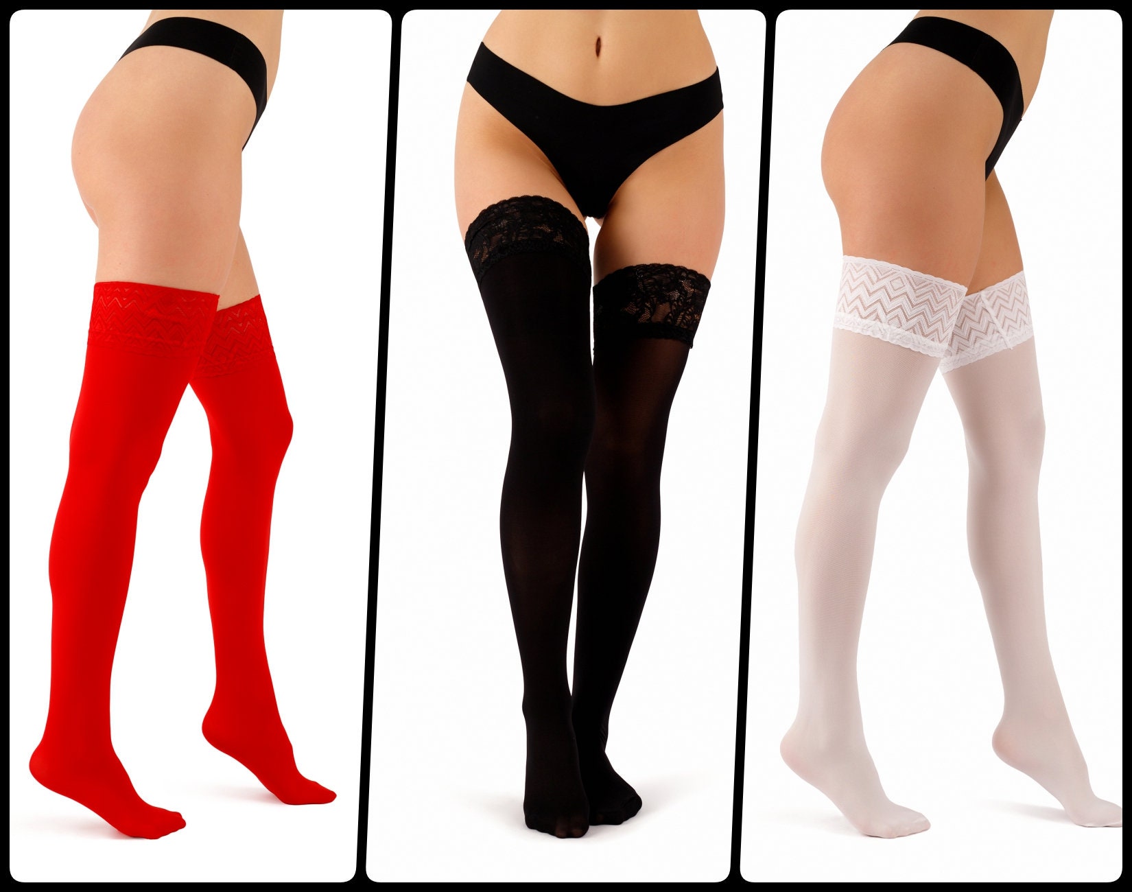 Opaque, Self-supporting Women's Stockings 60 Denier With Silicone Stripes 