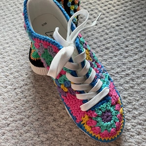 Custom-made crochet canvas shoes plimsolles for adults and children