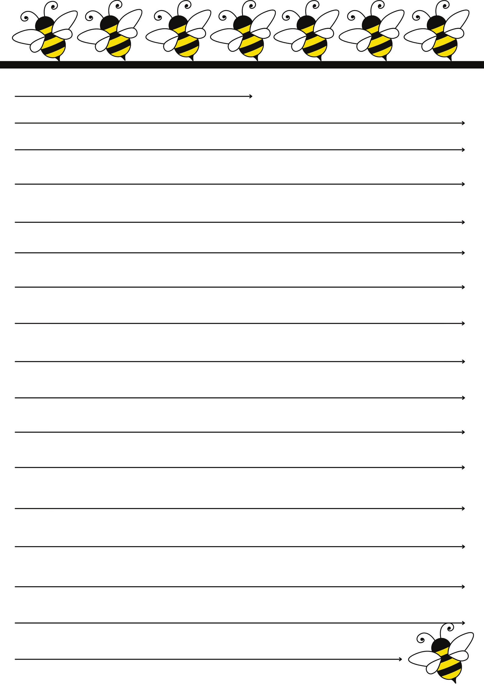 A4 Bee Digital printable Download Writing Paper lined unlined Etsy A4 Bee Digital printable Download Writing Paper lined unlined Etsy