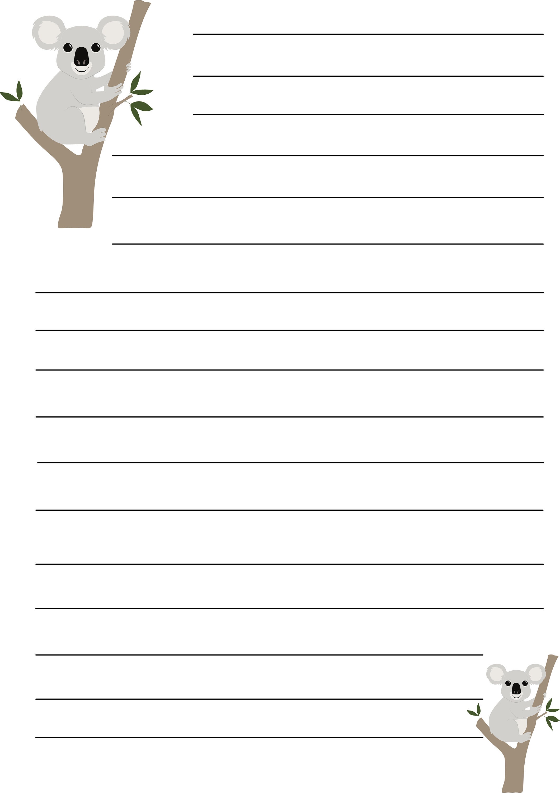 Koala A4 Printable/digital Writing Paper/lined/unlined Etsy