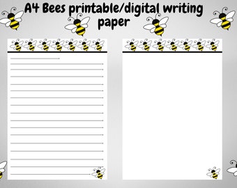 hand writing paper for sale A4 Bee digital/printable download writing paper/lined/unlined