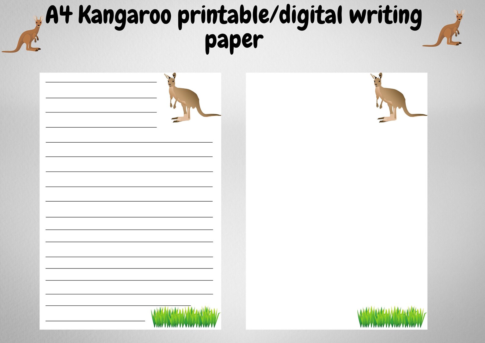 A4 Kangaroo Digital/printable Writing Paper/lined/unlined - Etsy