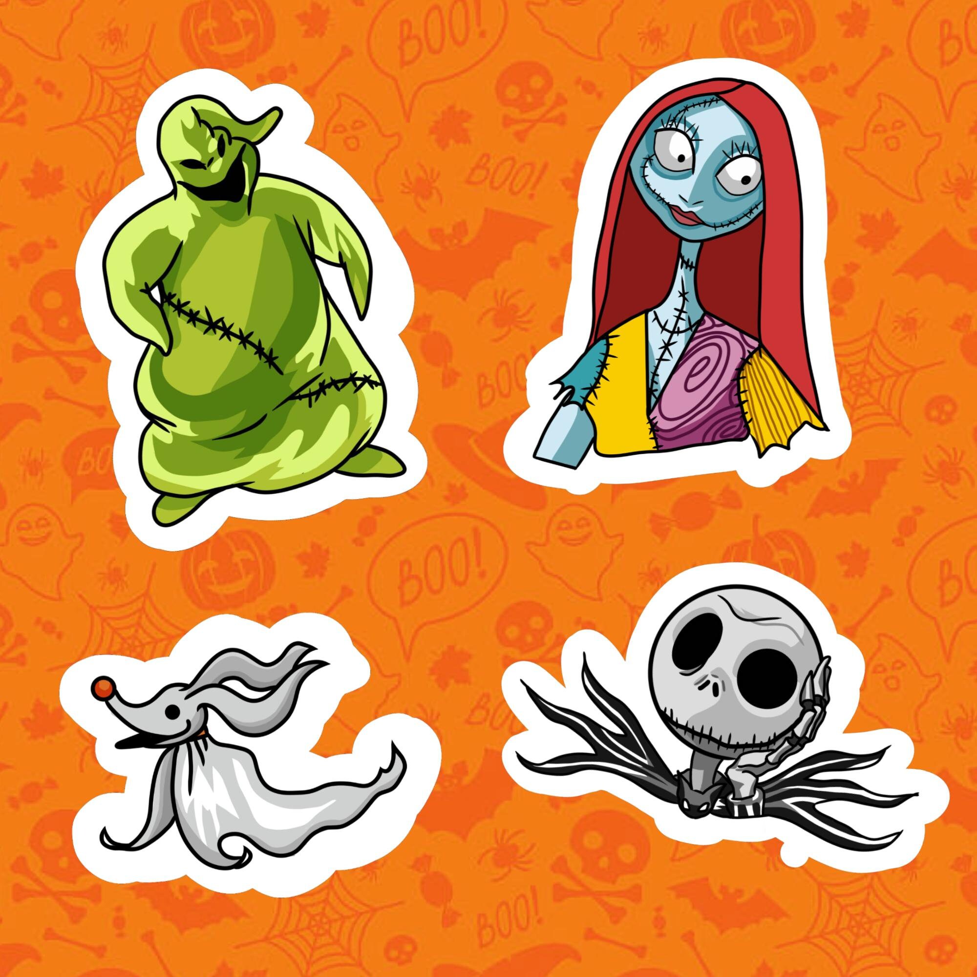 nightmare-before-christmas-sticker-pack-4-piece-etsy