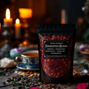Verzauberte Blüte | Hibiskus & Rosenblätter Kräutertee für emotionale Heilung | Witchy Loseblatt-Tee für Heilrituale