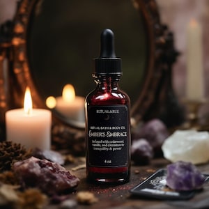 Ember’s Embrace Body Oil | Vanilla Ritual bath and body oil | Witchy Body Oil | Cinnamon Bath Oil | Crystal Infused Body Oil | Ritual Bath